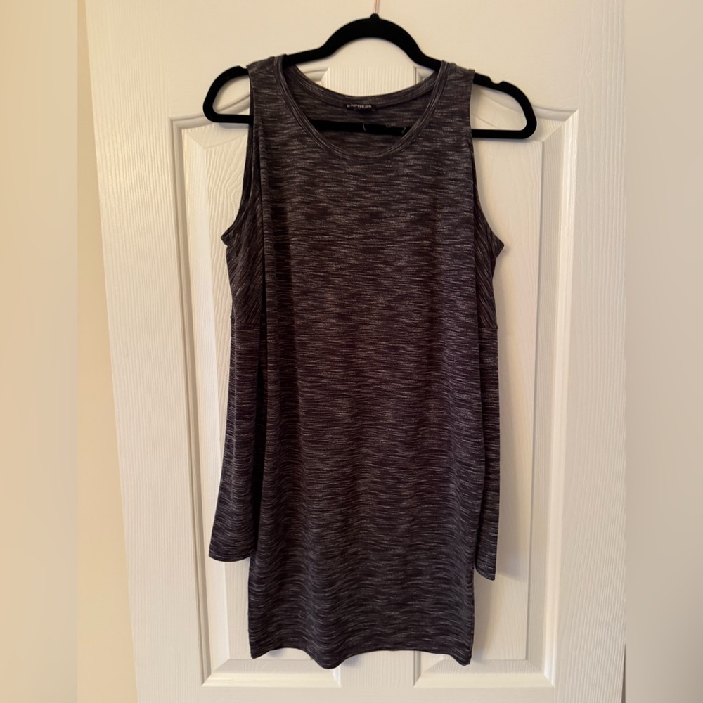 Express Gray Pattern Cold Shoulder Dress